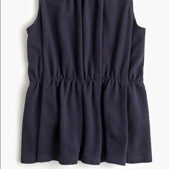 ✨NEW WITH TAG✨ J. Crew Navy Raised-dot Peplum Top - Picture 2 of 2